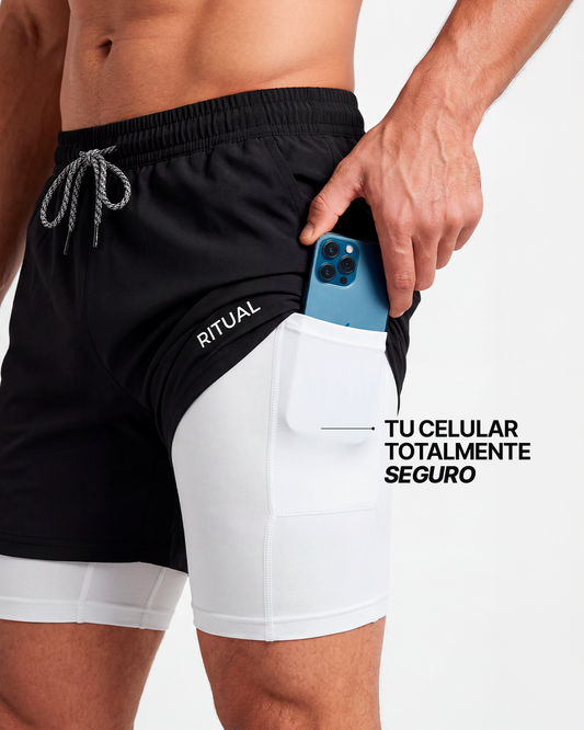 Ritual Pro: Shorts de Corrida Dry-Fit para Hombre con Compresión y Bolsillo con Cierre – ¡Oferta por Tiempo Limitado!
